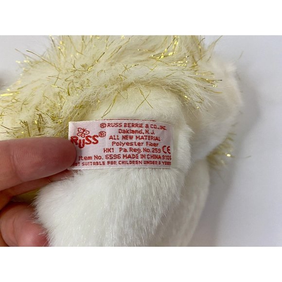 Russ Berrie GLISTEN White & Gold Reindeer‎ Plush 14” Christmas Bells Stuffed - Picture 7 of 8